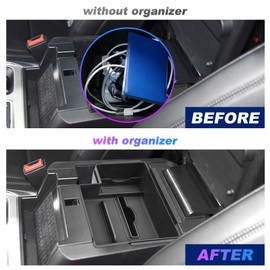 SXCY 2PCS for 2025 2026 Ford Explorer Center Console Organizer 2020-2024 2025 2026 Explorer Accessories 2024 2025 2026 Explorer Armrest Console Tray(Updated Double Layers with Tissue Storage Funtion)