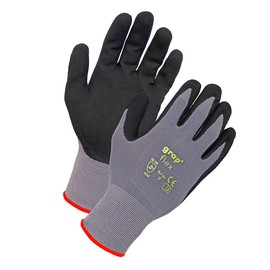 grap flex inapa Work Gloves (12 Pairs), Breathable, Non-Slip, Water Resistant, Grey, Size 7 (S)