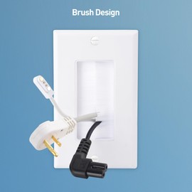 Cable Matters 2-Pack 1-Gang Wall Cable Pass Through, Brush Wall Plate with Bracket, InWall Cable Management Solution for Home and Office, White