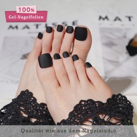 DANNI & TONI Semi-Cured Gel Nail Foils (Black Velvet) Black Matt Shiny Nail Set UV Gel Nail Foil Nail Design Pedi Wraps Toenails Pedicure Wraps 37 Stickers