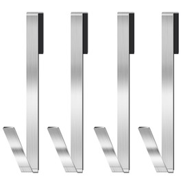 WEKEY 7IN Shower Door Hooks,Towel Hooks for Bathrooms Extended Shower Hook,Heavy Duty Drilling-Free Shower Towel Hook Suitable for Frameless Glass Shower Door,Over The Door Towel Rack 4 Pack-Silver