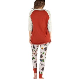 LazyOne Women's Soft Casual Pajama Leggings and Tall Tee Sets with Cute Fun Prints, Bear (Happy Camper, Medium)