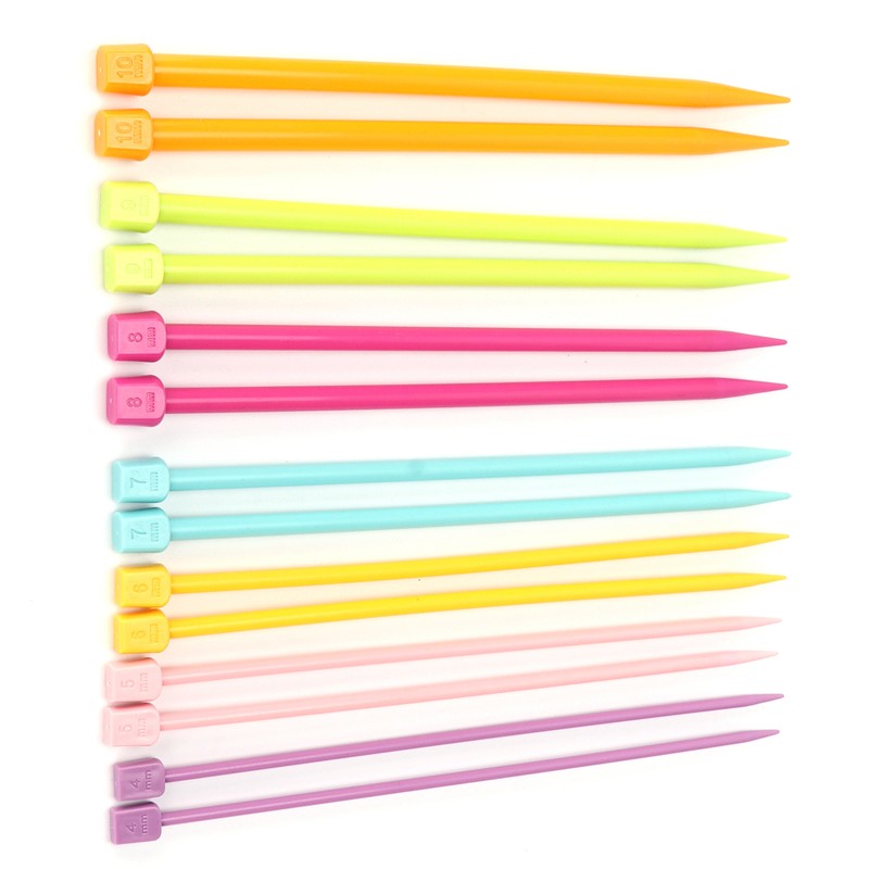 14 Pcs Knitting Needles Multicolour Portable 25cm Sweater Needle Plastic