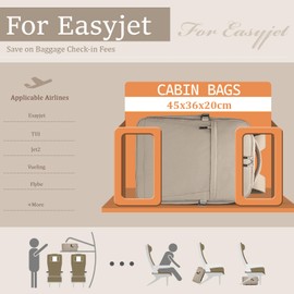 Xkdoai Easyjet Hand Luggage 45 x 36 x 20, Airline Hand Luggage Backpack 45 x 36 x 20 Women's Cabin Luggage Travel Backpack Cabin Bags Casual Backpacks with Bottle Bag, beige, hand luggage