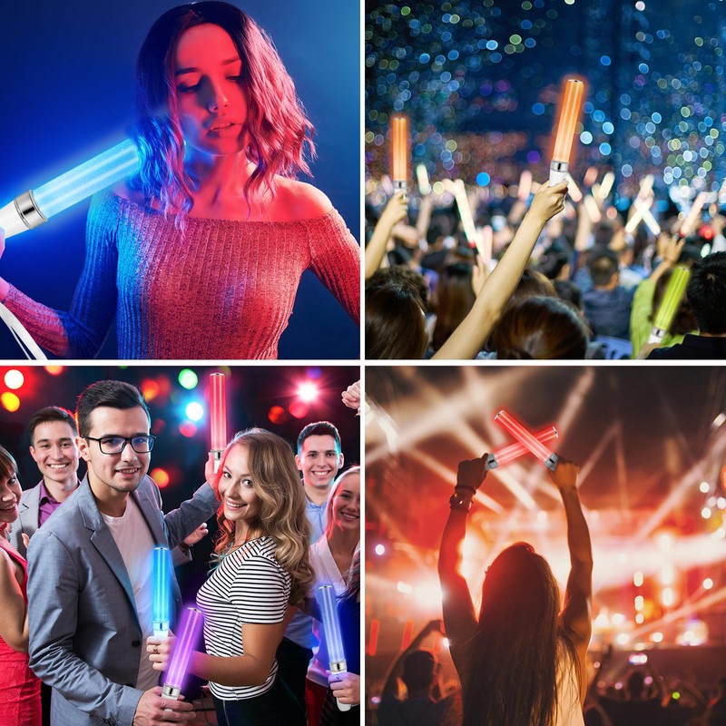BINWO Reusable LED Glow Sticks(2Pack) with 15 Multicolor, Manual and