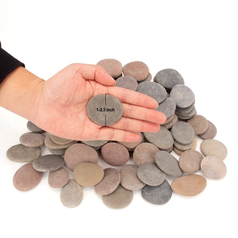 BLXQI 232-240 PCS Craft Rocks, 1.3"-2.2" Round Grey Rocks, 18