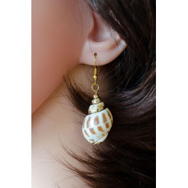 Miniblings Shell Earrings Pendant Sea Beach Holiday White Brown Gold-Plated Handmade Fashion Jewellery I Earrings Earrings Gold-Plated, Real shell with gold-plated suspension