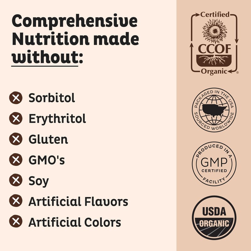 KOS Vegan Protein Powder Erythritol Free, Chocolate - Organic Pea