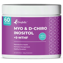 Ovofolic PCOS Supplement for Women - Boost Fertility, Hormonal Balance, and PCOS Support - Myo-Inositol, D-Chiro Inositol, Active Folate - High Potency PCOS Supplements (60 Servings, 129g Jar)