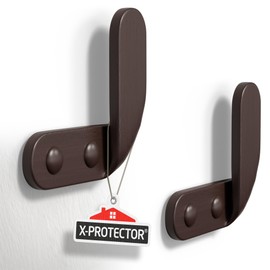 X-Protector Coat Hooks - 2 pcs Set, Brown - Mango Wood Wall Hooks for All Purposes - Unique Coat Hooks Wall Mount - Premium Decorative Wall Hooks - Heavy-Duty Closet Hooks Wall Mount for Any Clothes!