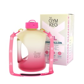 THE GYM KEG 1 Gallon Water Bottle (128oz) | Gym Bottle with Straw Lid, Carry Strap Motivational Time Markings | Sport Water Bottles with Times to Drink, Large Reusable Bottle, Leakproof & BPA-free