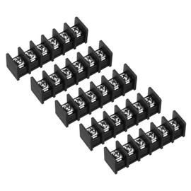 sourcing map 5 Pcs 6 Positions Terminal Block 300V 30A 11mm Pitch Single Rows 6 Circuits DIN Row Screw Terminals Strip