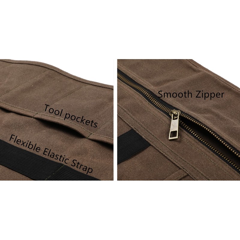 Tool Roll Bag, Durable, Waxed Canvas, Tool Roll Bag, Multi-Purpose