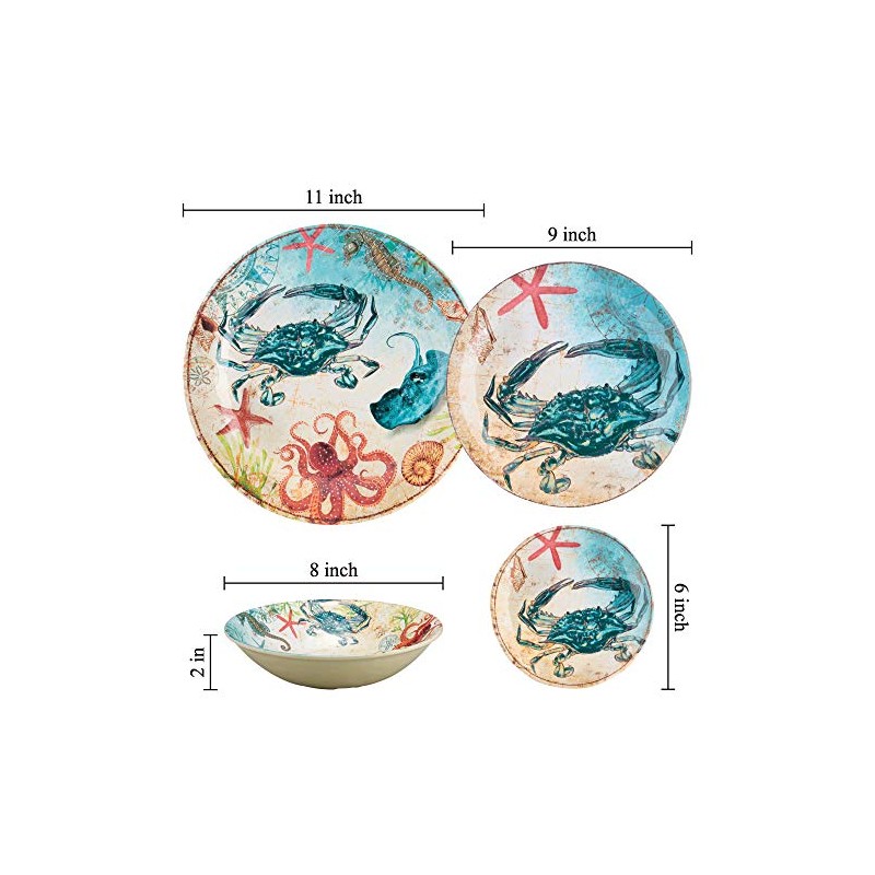 UPware 4-Piece 6 Inch Melamine Dessert Plates Appetizer Dinner Plates