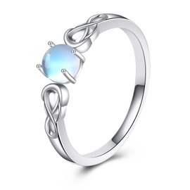 SHEAISRS Moonstone Ring Sterling Silver Moon Phase Ring Oval Moonstone Triple Moon Goddess Engagement Statement Band Finger Minimalist Ring for Women