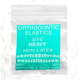 Clear Non-Latex 100 counts, Intraoral Elastic Bands Orthodontic Elastics Dental Rubber Bands Made in US Heavy 3/16'', Clear