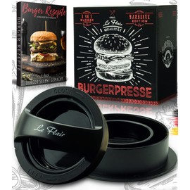 Le Flair® 3-in-1 burger press set, hamburger press with storage bag, burger patty press incl. 50 sheets of baking paper, perfect barbecue accessory gift for men, German brand