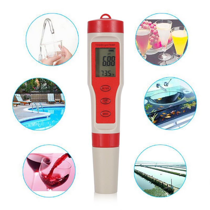 4 in 1 Function pH TDS EC TEMP Digital Water