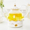 DUJUST Blooming Tea Pot Set, Luxury British Design with Relief