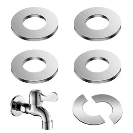 Prampe Set of 4 Heating Pipe Rosette Cover Rosette Stainless Steel Diameter 24 mm, Universal Tap Cover Rosette Pipe Collars Stainless Steel for Taps/Pipes/Shower Tray