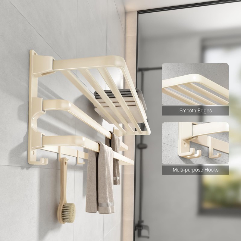 VOLDRA Towel Racks for Bathroom, 24-Inch Towel Shelf with 2