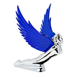 GG Grand General 48107 Blue 8 X 8 inches Chrome Flying Goddess Hood ORN w Windriders