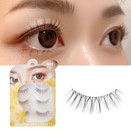 CLEAREYELASH Natural 3D 3D Matsueku False Eyelashes 3 Pairs (S01 Black)