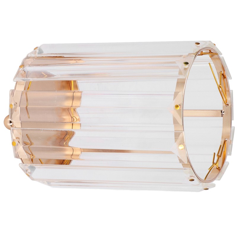 Cosmetic Brush Holder Transparent Glass Round Decorative Desktop Pen Storage
