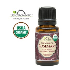 US Organic 100% Pure Rosemary Essential Oil, USDA Certified Organic 100% Pure, Steam Distilled, for Hair Growth, Scalp, Face, Skin, and Aromatherapy (Size Variations Available) (15 ml)