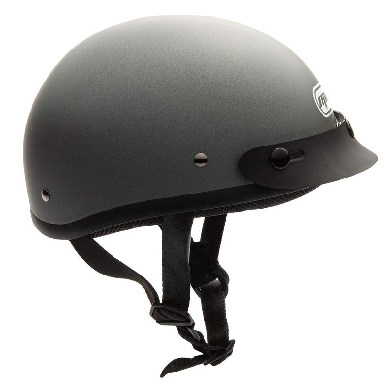 MMG Motorcycle Half Helmet Cruiser DOT Street Legal, Gray Solid