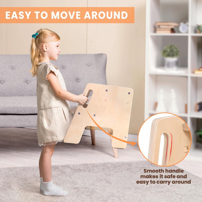 2 Pack Toddler Step Stool, Wooden Height-Adjustable 2-Step Stool for