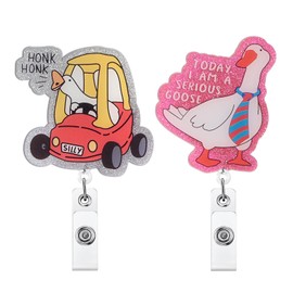 Sunycler Funny Cartoon Badge Reel for Nurses, Doctors, Teachers - Cute Clip-On ID Holder for Work, Graduation Gift (Goose1)