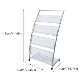 mignonnememe Floor-Standing Magazine Rack Brochure Display Stand Literature Organizer with 4 Pockets for Exhibitions Office (Silver)