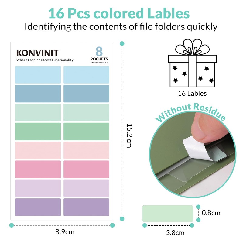 KONVINIT Document Folder A4 Document Bag Coloured Expanding Folder A4