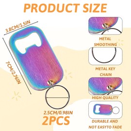 2PCS Colorful Stainless Steel Bottle Opener Keychain - Portable & Durable Flat Design for Easy Use - Perfect for Bartenders, Kitchens, Bars, Restaurants, Banquets & Parties