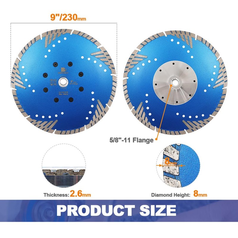 Diamond Granite Cutting Blade 9"- BRSCHNITT Diamond Saw Blade Cut