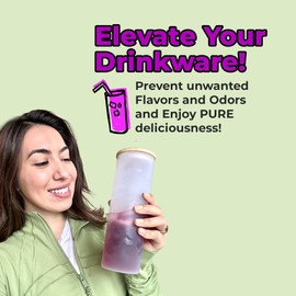 MHM Sublimation Glass Blank Tumbler Skinny Frosted 20oz with Bamboo Lid and Straw (Frosted, 20oz)