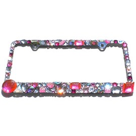 Chunky Mix Pinks with AB and Clear Crystal Rhinestone License Plate Frame Bling