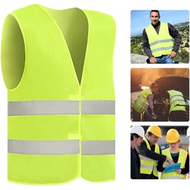 Safety Vest, 12 Pack High Visibility Vest Neon Reflective Construction Work Vest Bulk for Adults Men Women Volunteer, Guard, Traffic Security - Green