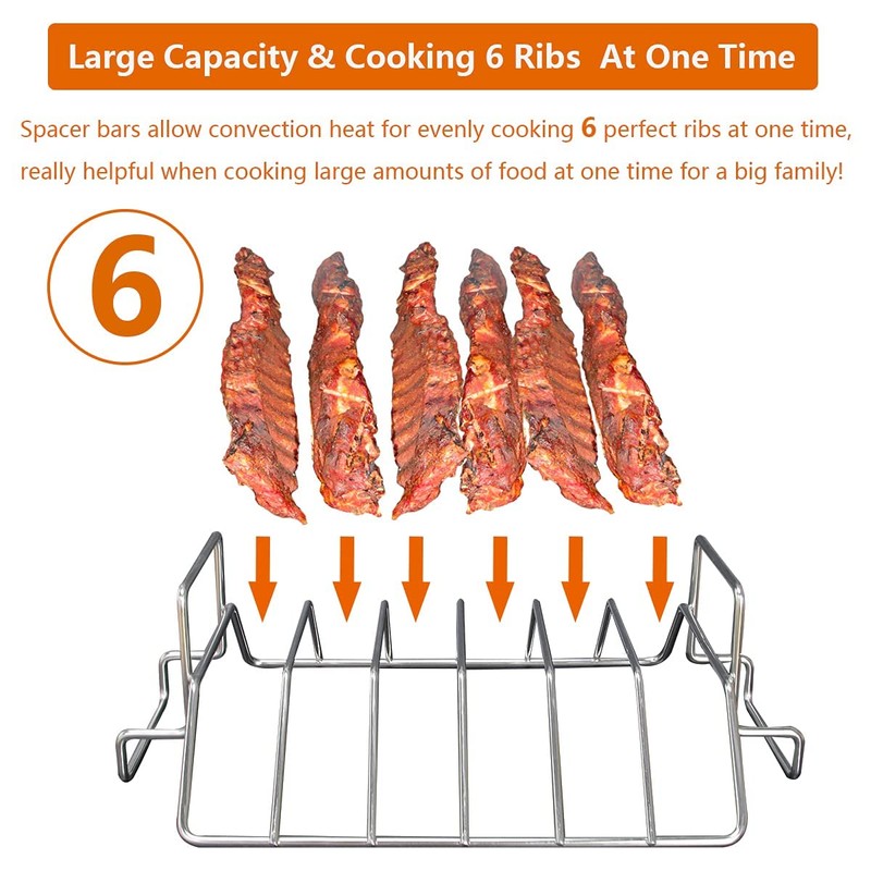 DOLAMOTY Rib Racks for Big Green Egg, Turkey Roasting Rack