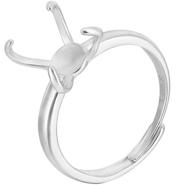 Beebeecraft 1 Box 1Pc Prong Ring Blanks Rhodium Plated Sterling