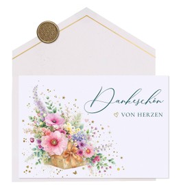 Joli Coon Thank You from the Heart Card Stardust - Premium Thank You Card with Envelope and Real Wax Seal