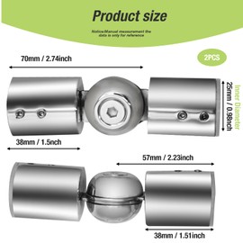 Hoypeyfiy 2Pcs 25mm Stainless Steel Curtain Rod Hinged Elbow Connectors Curtain Pole Joint Connector Window Curtain Rod Corner From 90 Degrees to 180 Degrees