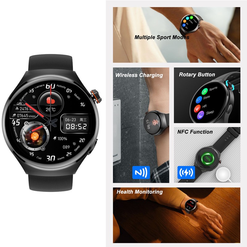 Smart Fitness Watch 1.43inch HD Color Screen IP67 Waterproof Heart