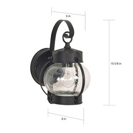 Nuvo 60/632 One Light Outdoor Wall Mount, Small Onion Lantern, Textured Black