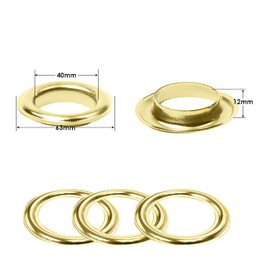 Trimming Shop 40mm Gold Eyelets Rings with Self-Backing Washers - Perfect for Curtains, Drapes and PVC Banners, Vinyl, Tarpaulin, Pool Cover (10 Pieces)