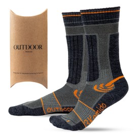 3Kamido Outdoor Socks – Very Warm and Soft Merino Wool Socks, Gift Socks, Socks for Children, Teenagers, Adults, Premium Quality, Breathable, Quick-Drying, Gift Packaging, grey / orange
