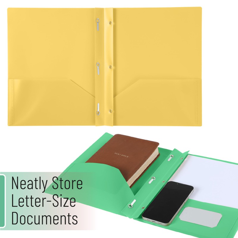 Mr. Pen- Plastic Folders with Pockets and Prongs, 5 Pack,