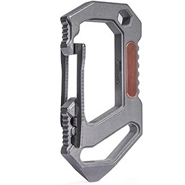 KeyUnity Titanium 6-in-1 EDC Multitool Carabiner - Quick Release, Keychain Holder, Screw Bit Driver, Slotted Screwdriver, Bottle Opener, Pry Bar, Scraper for Men & Women Camping, Hiking