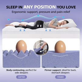 downluxe 5 Inch Twin XL Memory Foam Mattress Topper Pro Dual Layer 3 Inch Cooling Gel Egg Crate Memory Foam Plus 2 Inch Pillow Top Medium Firm with Deep Pocket